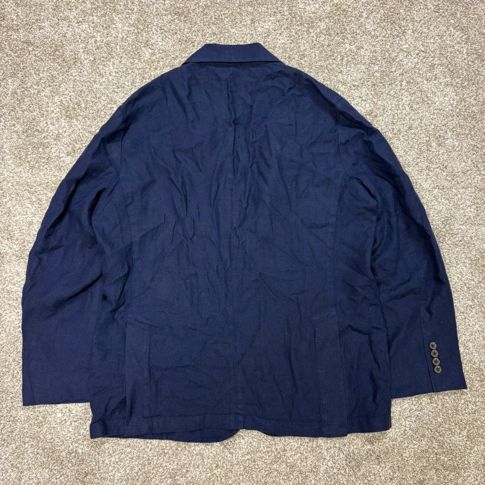 NEW Polo Ralph Lauren Linen Blazer Mens XXL Navy 2-Button Notch Lapel Unlined